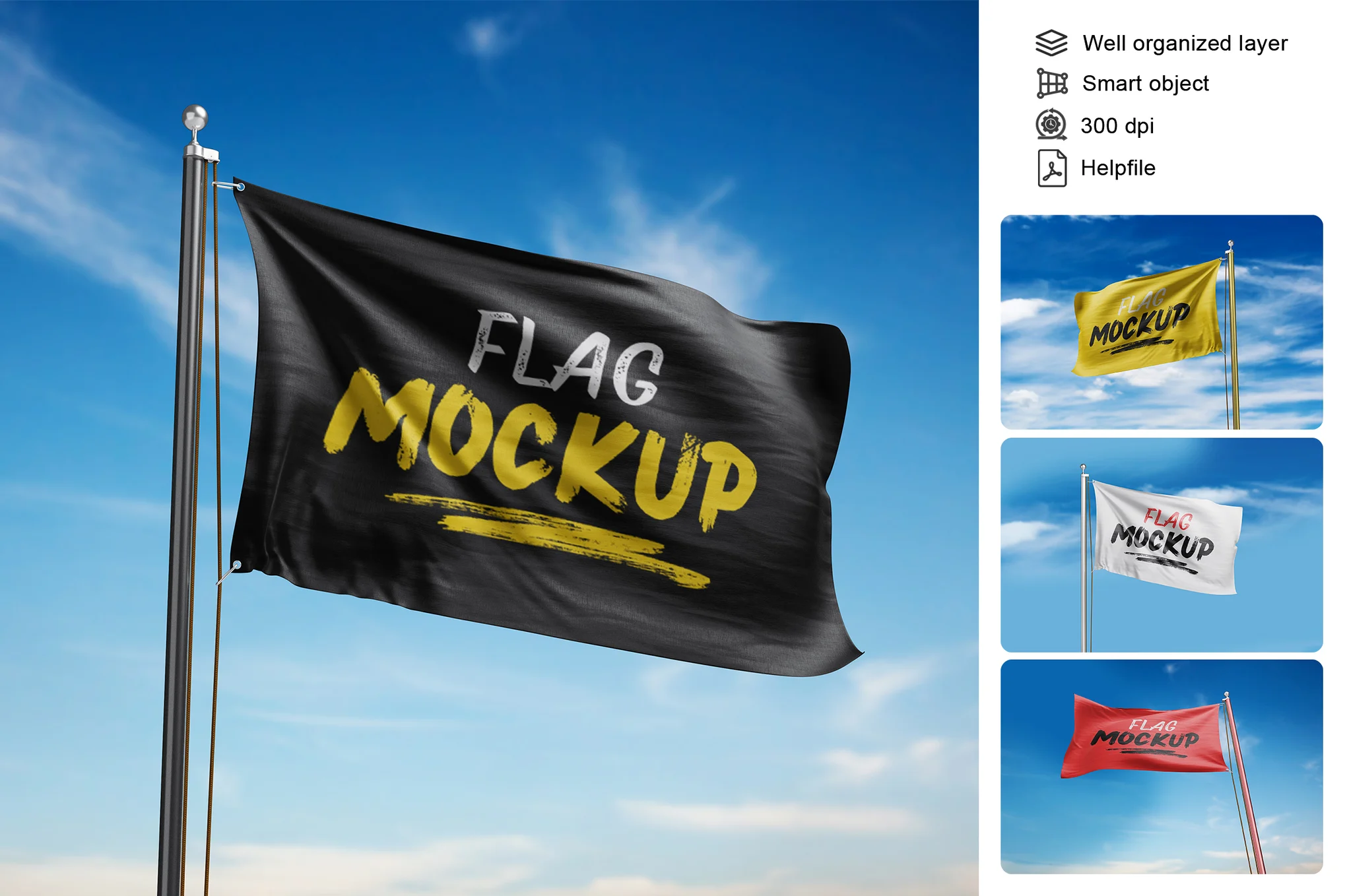 G6930 PS样机Flag Mockup旗帜模板广告设计展示效果高清分层可编辑素材Flag Mockup